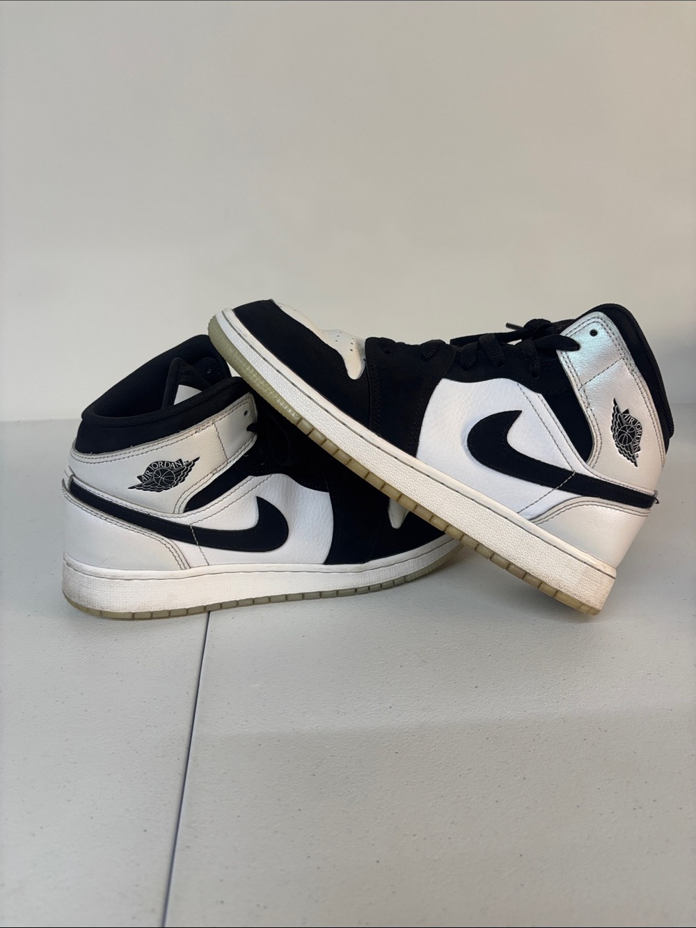 Nike Black and White High-Top Sneakers 7Y
